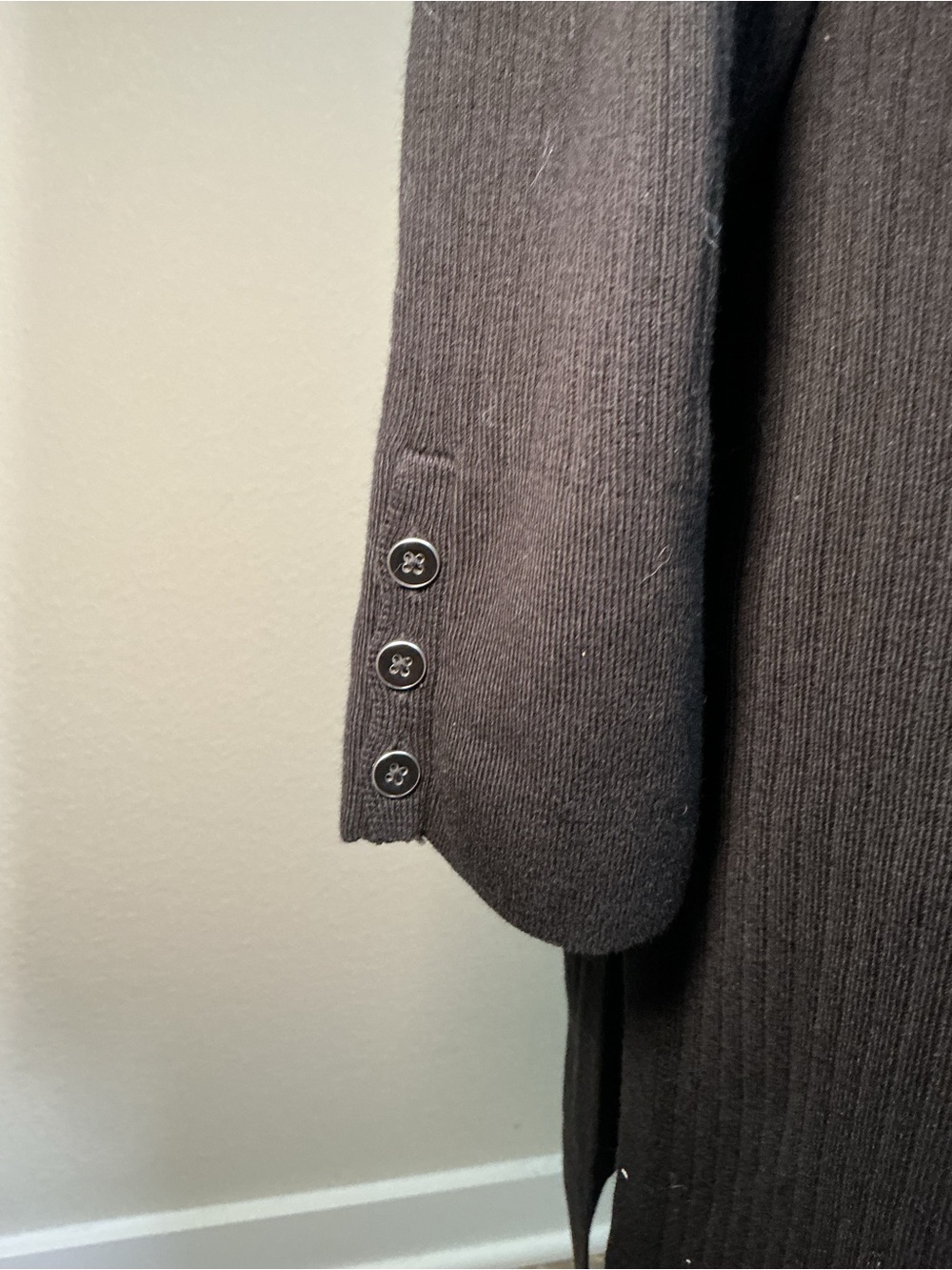 Black Long Open Front Sleep Robe - Picture 4 of 7